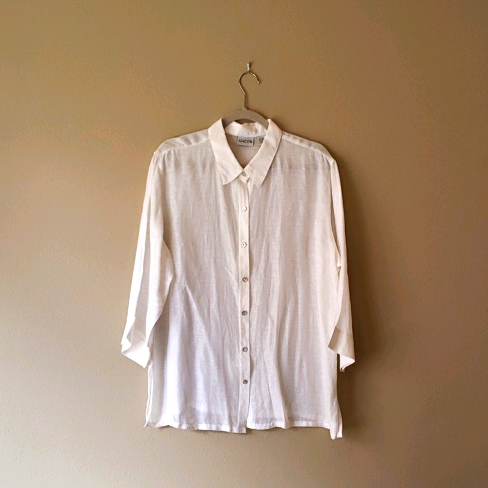 Chico's size 3 linen and silk button down